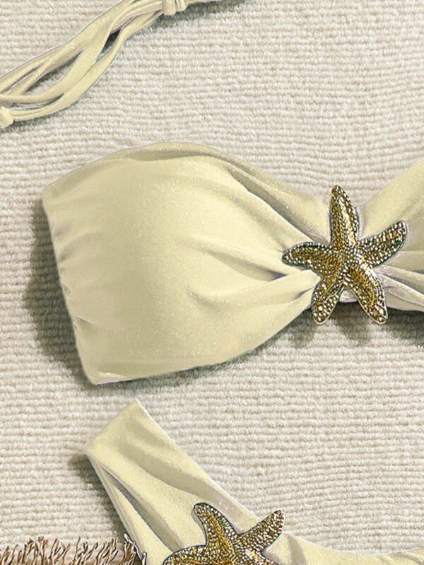 Metallic Bandeau Top & V-Shape Bottom Swimsuit