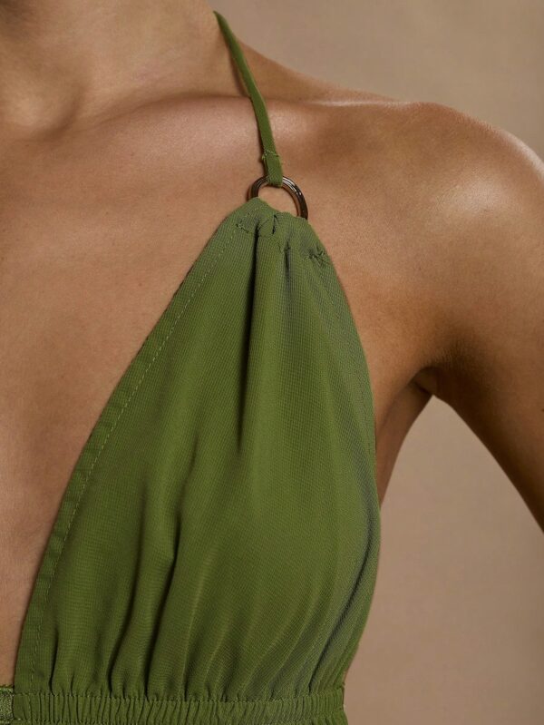 Solid Color Halter Neck Sleeveless Casual Tank Top