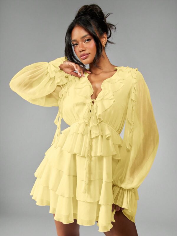 Chiffon Ruffle Mini Dress