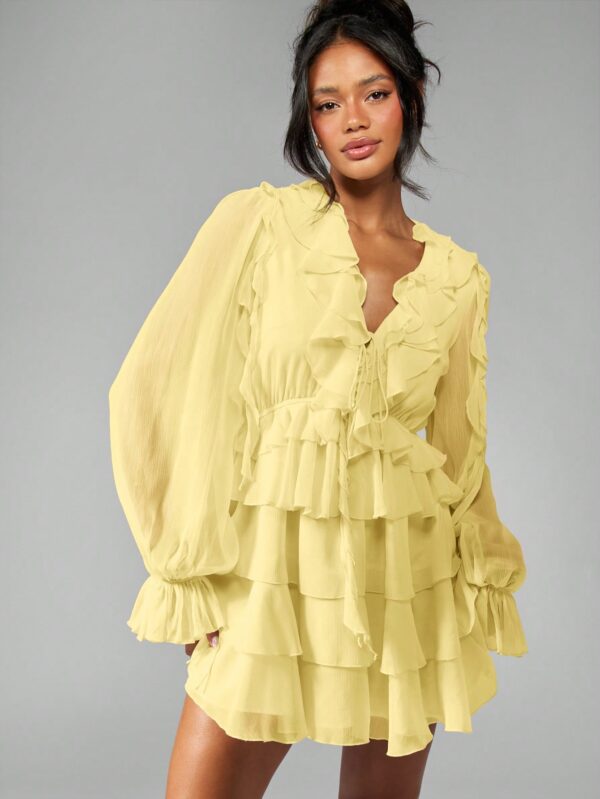 Chiffon Ruffle Mini Dress