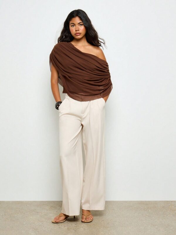 Long Sleeve Casual Evening Party Top With Wide Leg Lounge Pants