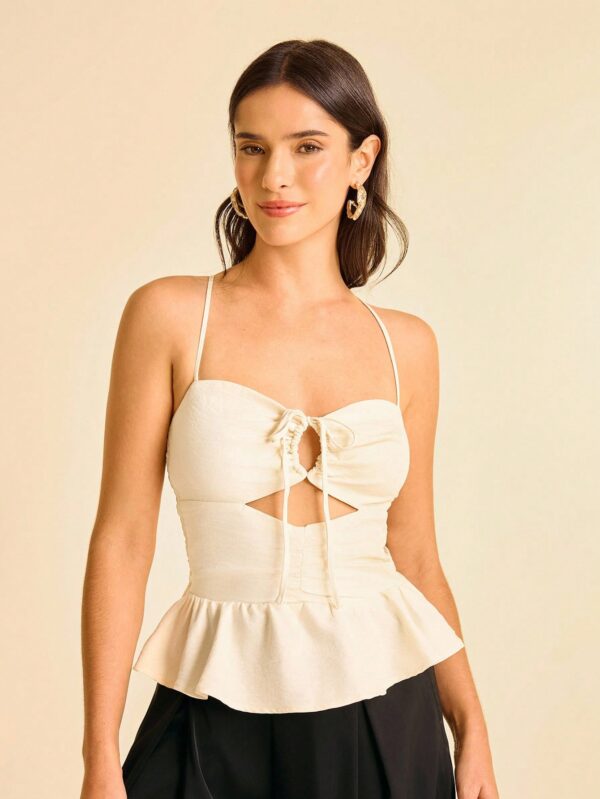 Hollow Front Lace-Up Sexy Camisole Top