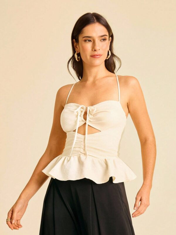 Hollow Front Lace-Up Sexy Camisole Top