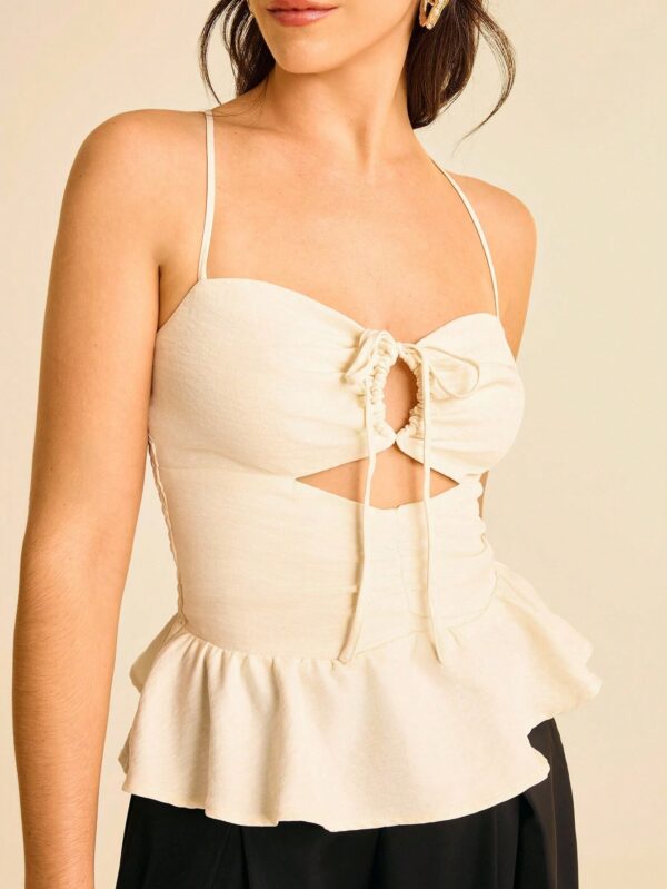 Hollow Front Lace-Up Sexy Camisole Top