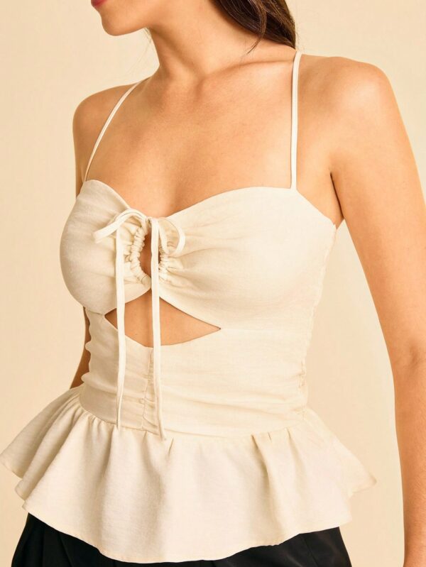 Hollow Front Lace-Up Sexy Camisole Top