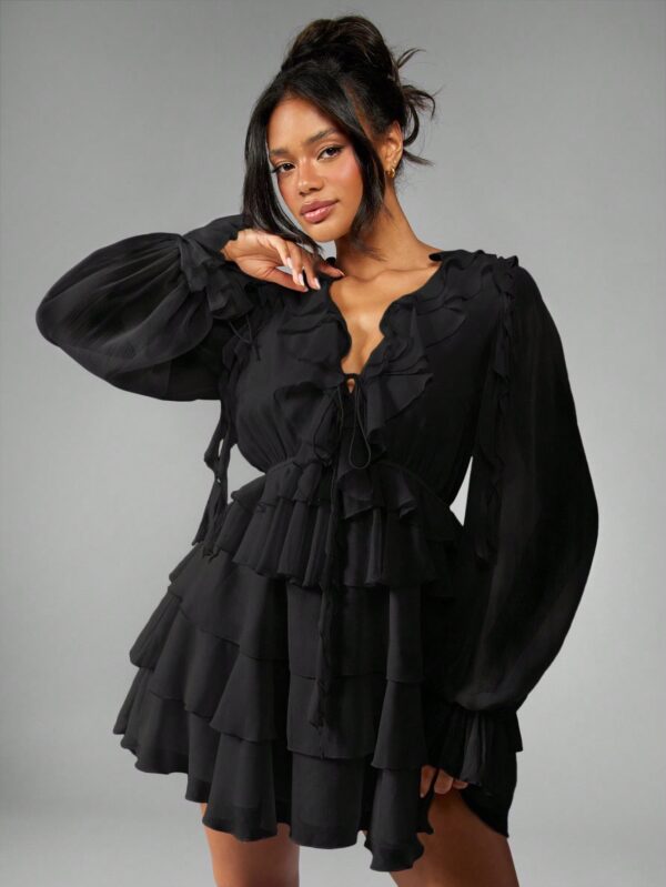 Chiffon Ruffle Mini Dress