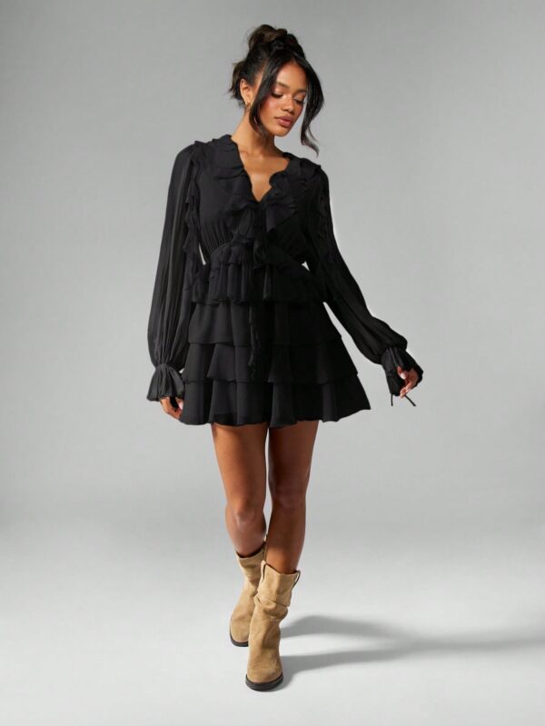 Chiffon Ruffle Mini Dress