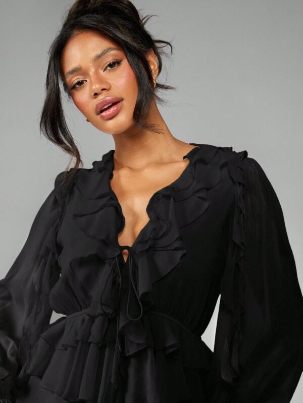Chiffon Ruffle Mini Dress