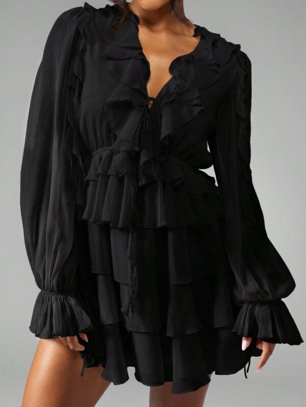 Chiffon Ruffle Mini Dress