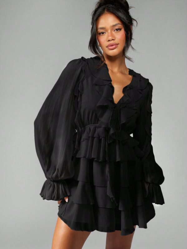 Chiffon Ruffle Mini Dress