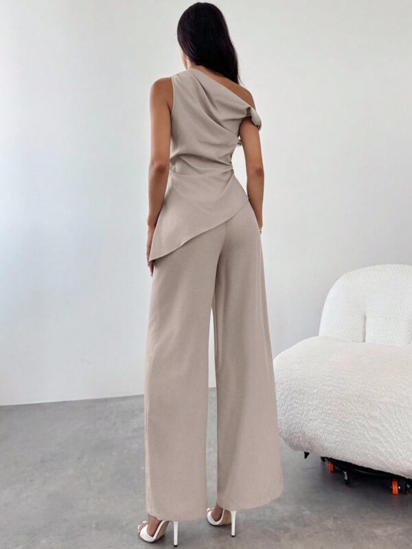 Elegant Two Pieces  Linen Top and Wide-Leg Pants