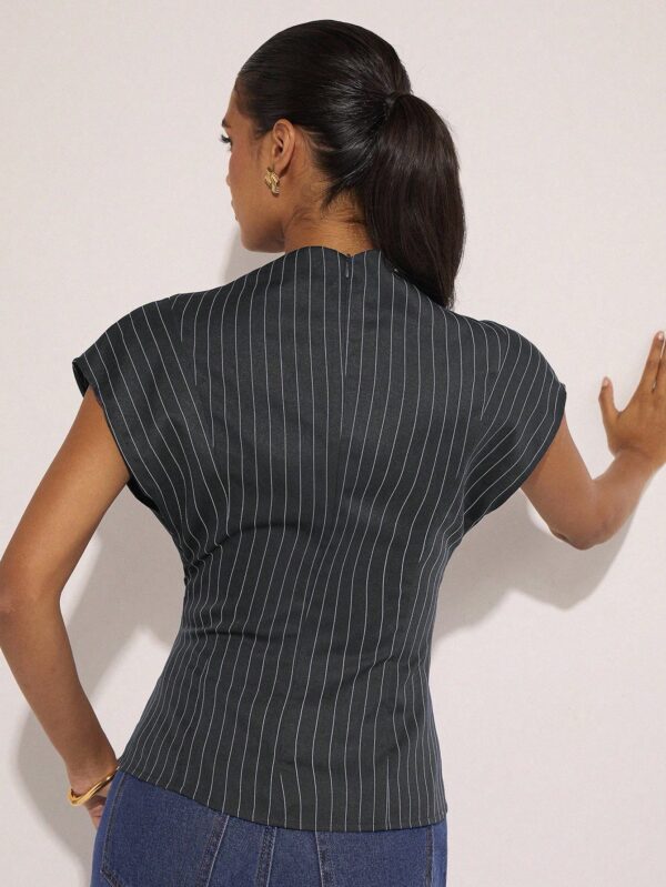 Striped Batwing Short Sleeve Blouse