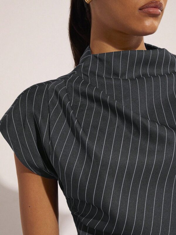 Striped Batwing Short Sleeve Blouse