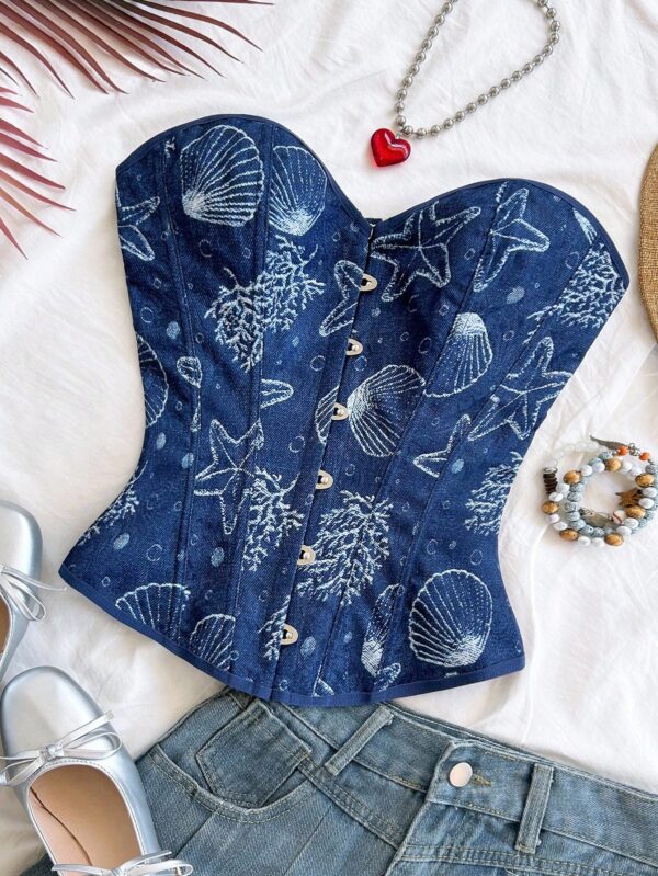 Floral Jacquard Print Bandeau Crop Top
