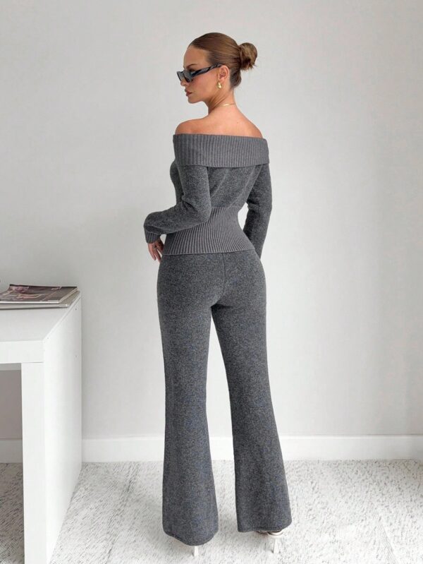 Two-Piece One-Shoulder Sweater & Pants Suit