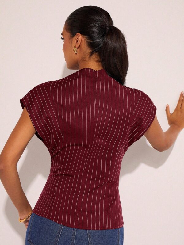 Striped Batwing Short Sleeve Blouse