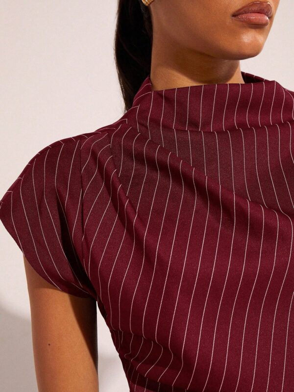 Striped Batwing Short Sleeve Blouse