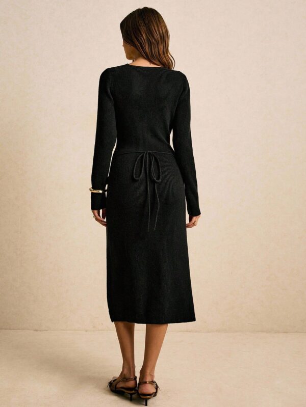Ribbed Knit Midi Sweater Dress