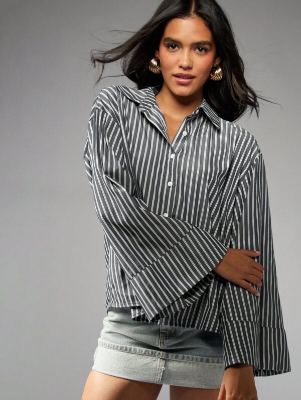 Oversized Button Down Long Sleeve Top