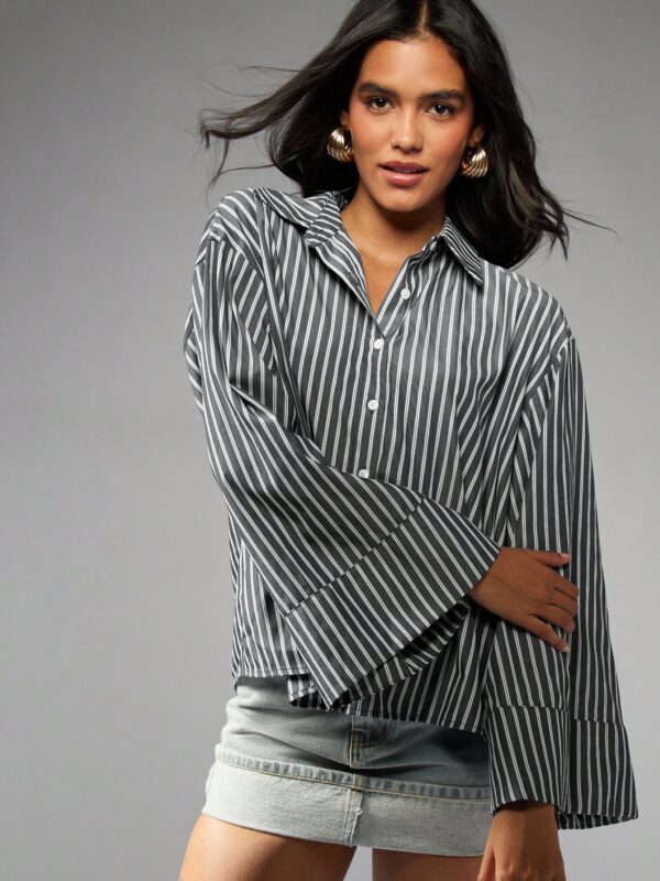 Oversized Button Down Long Sleeve Top
