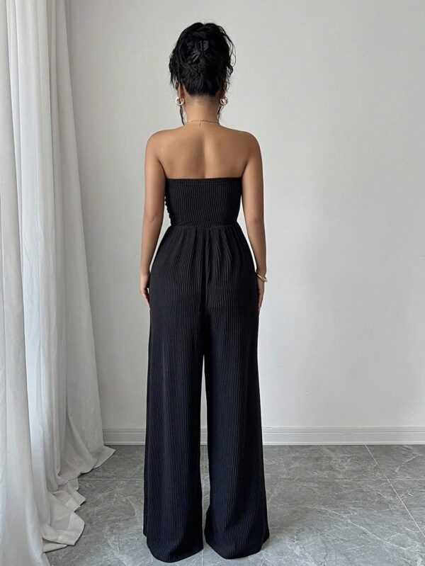 Ribbed Strapless Off Shoulder Jumpsuit