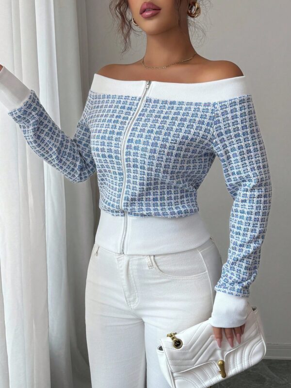 Knitted Off Shoulder Sweatshirt