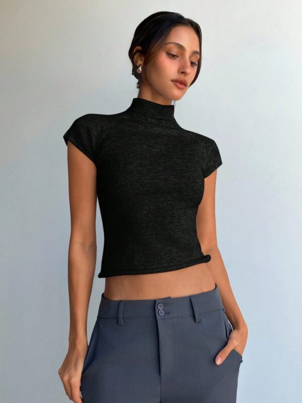 Turtleneck Long Sleeve Tight Fitted Fleeced Top