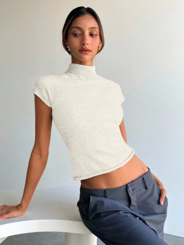 Turtleneck Long Sleeve Tight Fitted Fleeced Top