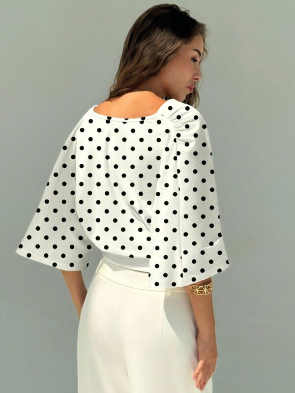 V-Neck Dropped Shoulder Ruched Waist Top