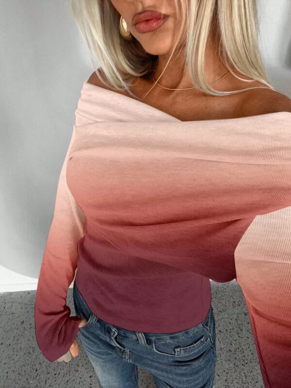 Casual Versatile Pattern Draped Fitted Long Sleeve T-Shirt