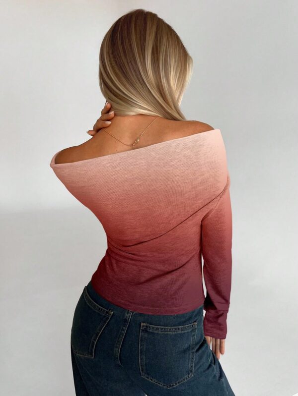 Casual Versatile Pattern Draped Fitted Long Sleeve T-Shirt