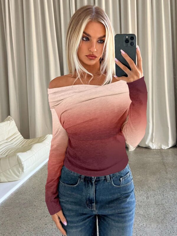 Casual Versatile Pattern Draped Fitted Long Sleeve T-Shirt