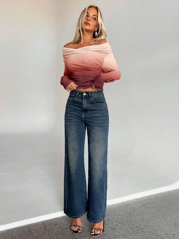 Casual Versatile Pattern Draped Fitted Long Sleeve T-Shirt
