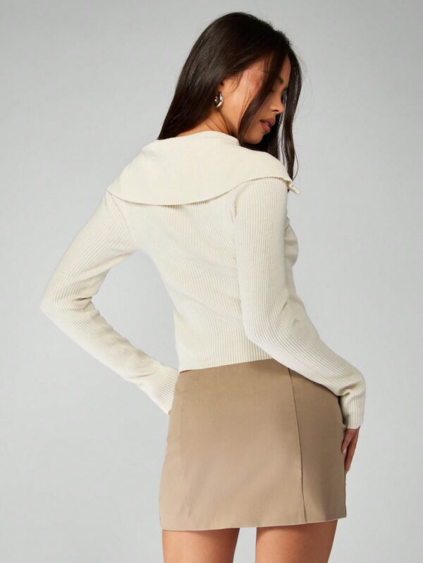 Knit Zip Front Cardigan Long Sleeve