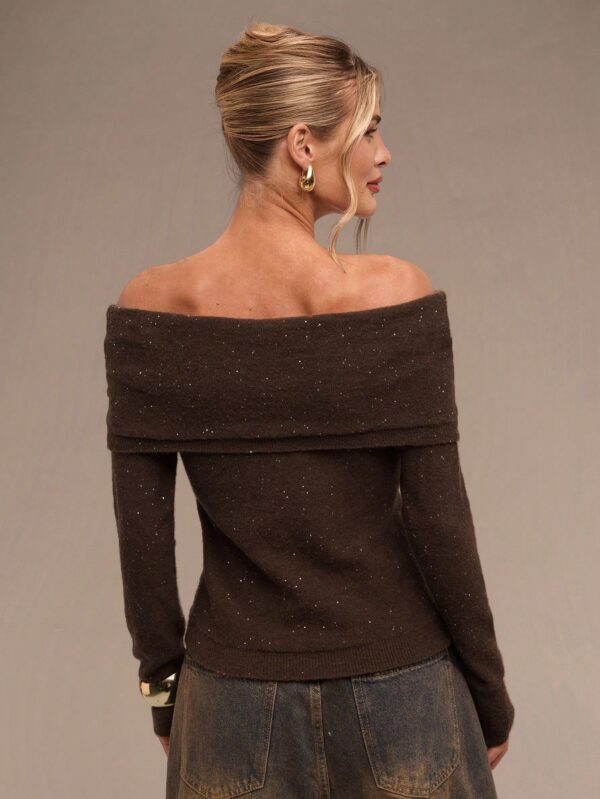 Off Shoulder Twist Rope Sweater