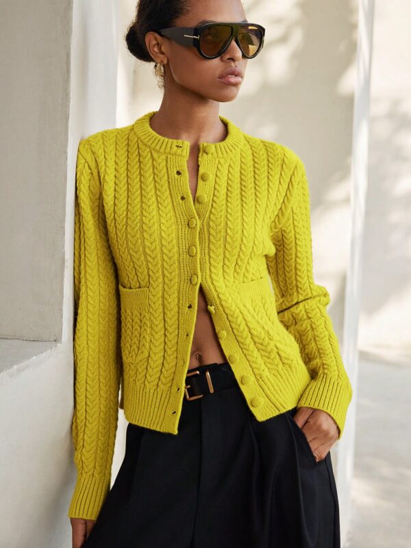 Knit Long Sleeve Round Neck Minimalist Cardigan