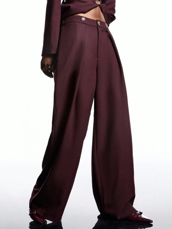 Minimalist Burgundy Suit Pant