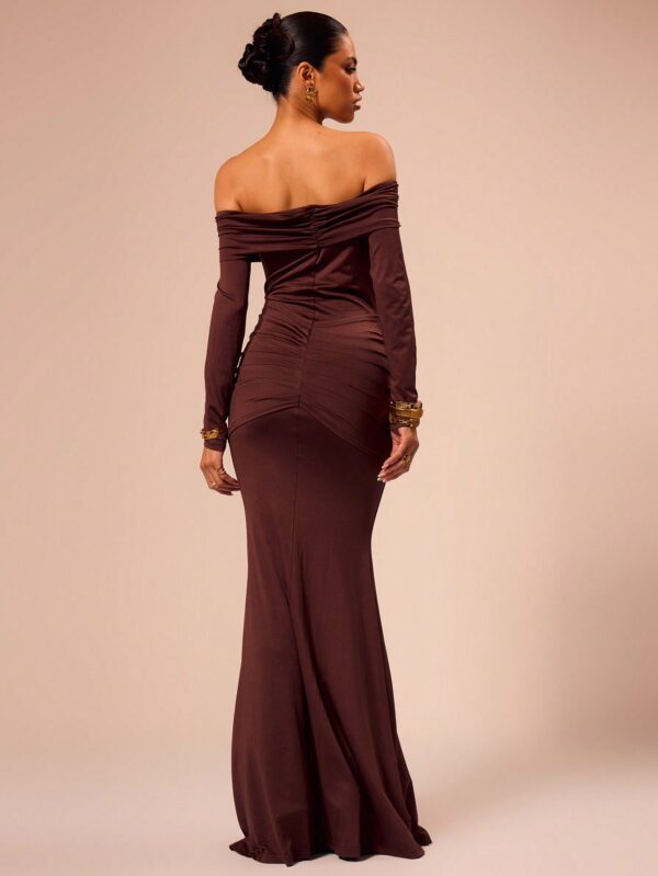Off Shoulder Long Sleeve Maxi Dress