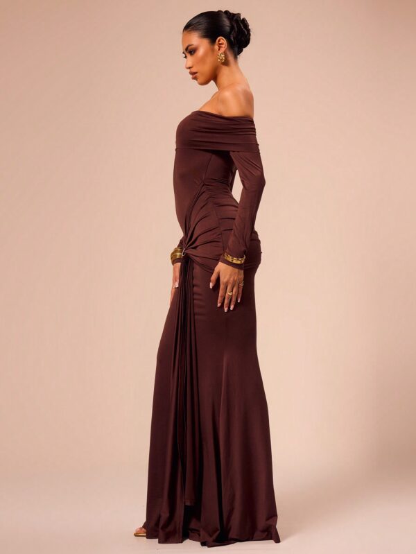 Off Shoulder Long Sleeve Maxi Dress