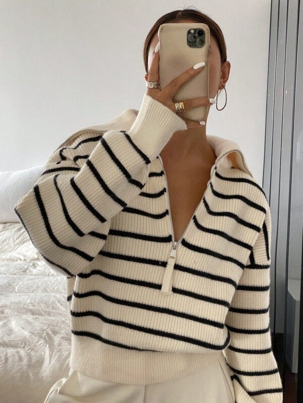 Casual Striped Long Sleeve Pullover Top
