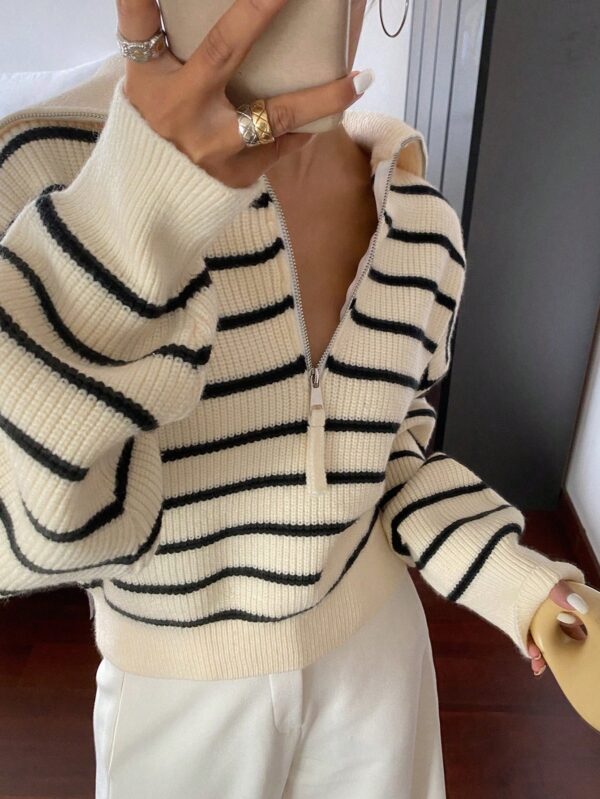 Casual Striped Long Sleeve Pullover Top
