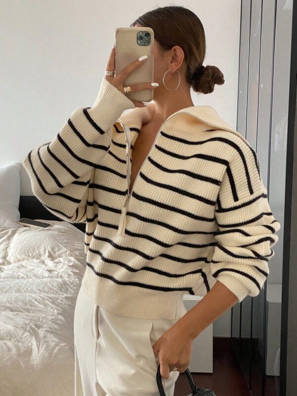 Casual Striped Long Sleeve Pullover Top