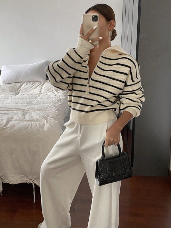 Casual Striped Long Sleeve Pullover Top