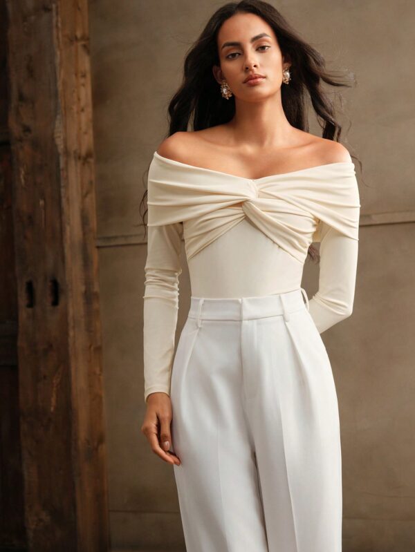Open Shoulder Tied Bodysuit