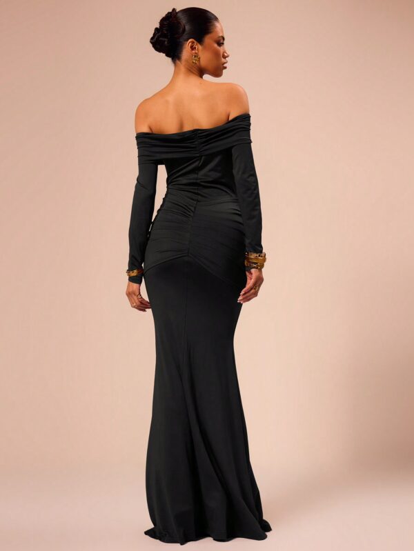 Off Shoulder Long Sleeve Maxi Dress