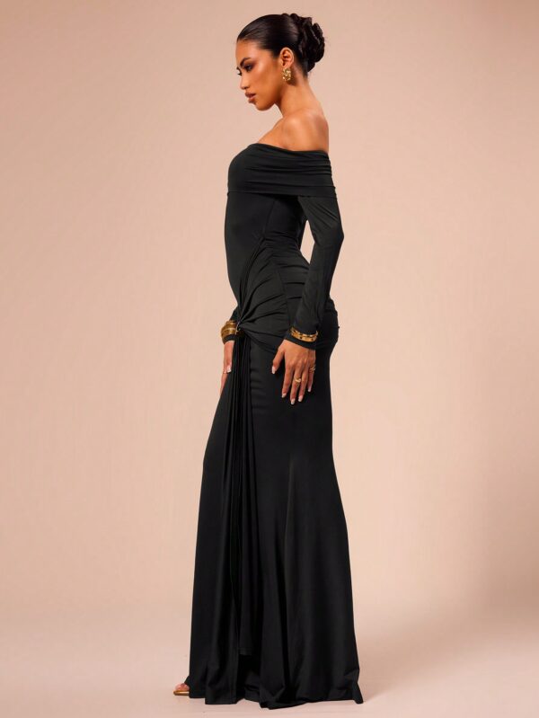 Off Shoulder Long Sleeve Maxi Dress