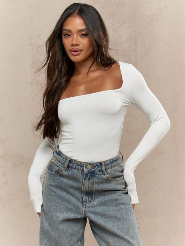 Square Neck Long Sleeve Bodysuit