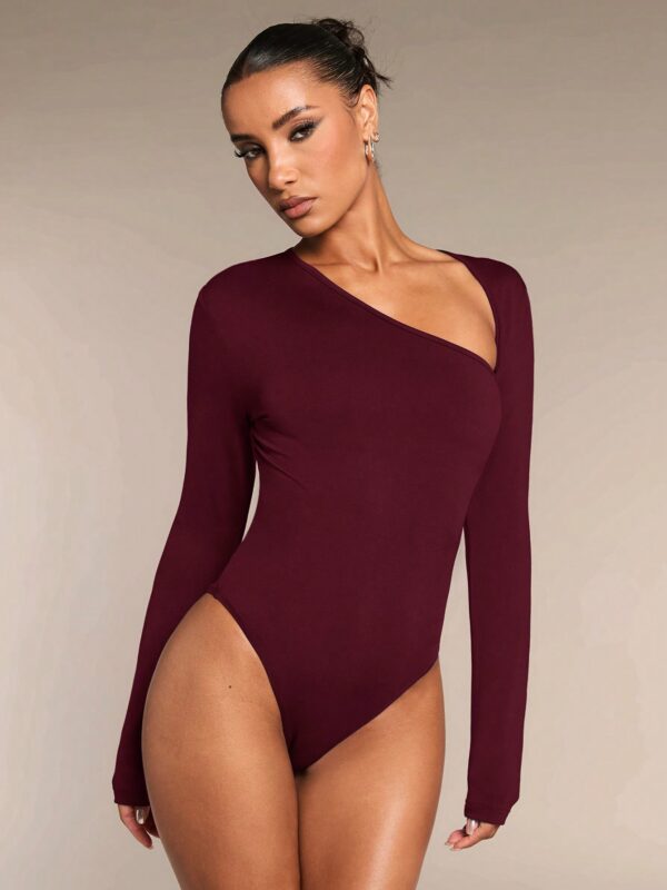 Asymmetric Shoulder Long Sleeve Bodysuit