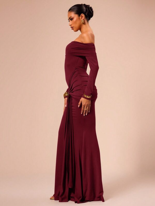 Off Shoulder Long Sleeve Maxi Dress