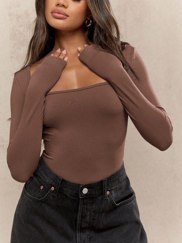 Square Neck Long Sleeve Bodysuit